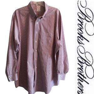 Brooks Brothers Traditional Fit Striped Oxford Shirt Size 17 1/2 - 34